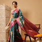 Hiral Fashion Teal Banarasi Tissue Silk Floral Digital Printed Saree | Swadesiicart