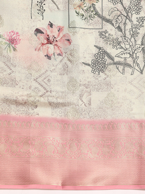 Multicolor Art Silk Woven Zari Design Kalamkari Saree with Unstitched Blouse - Hiral Fashion | Swadesiicart