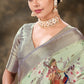 Green Art Silk Printed Floral Saree with Unstitched Blouse - Hiral Fashion | Swadesiicart