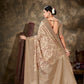 Beige Art Silk Printed Floral Saree with Unstitched Blouse - Hiral Fashion | Swadesiicart