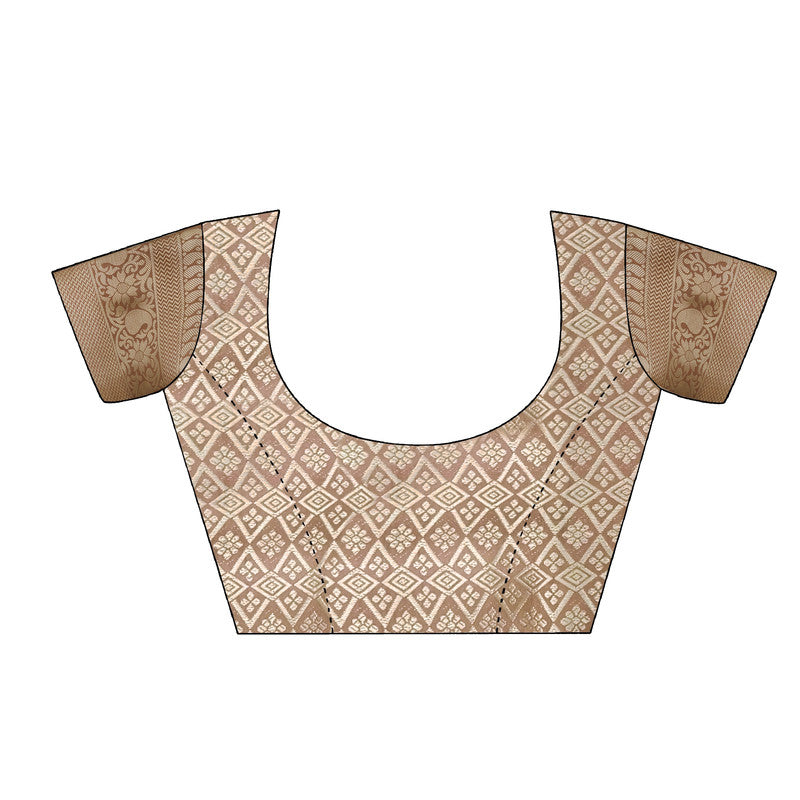 Beige Art Silk Printed Floral Saree with Unstitched Blouse - Hiral Fashion | Swadesiicart