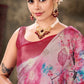 Pink Art Silk Printed Floral Saree with Unstitched Blouse - Hiral Fashion | Swadesiicart