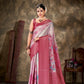 Pink Art Silk Printed Floral Saree with Unstitched Blouse - Hiral Fashion | Swadesiicart