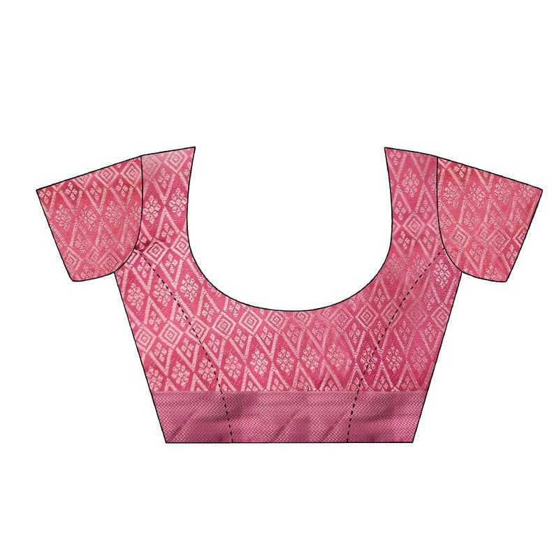 Pink Art Silk Printed Floral Saree with Unstitched Blouse - Hiral Fashion | Swadesiicart