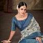 Blue Art Silk Printed Floral Saree with Unstitched Blouse - Hiral Fashion | Swadesiicart