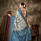 Blue Art Silk Printed Floral Saree with Unstitched Blouse - Hiral Fashion | Swadesiicart