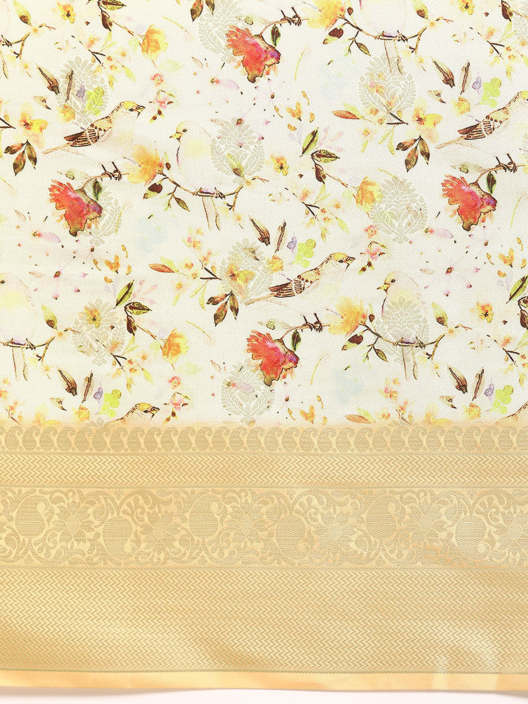 Multicolor Art Silk Woven Zari Design Floral Saree with Unstitched Blouse - Hiral Fashion | Swadesiicart