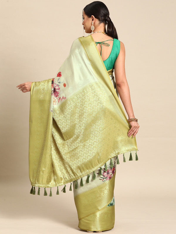 Multicolor Art Silk Woven Zari Design Floral Saree with Unstitched Blouse - Hiral Fashion | Swadesiicart