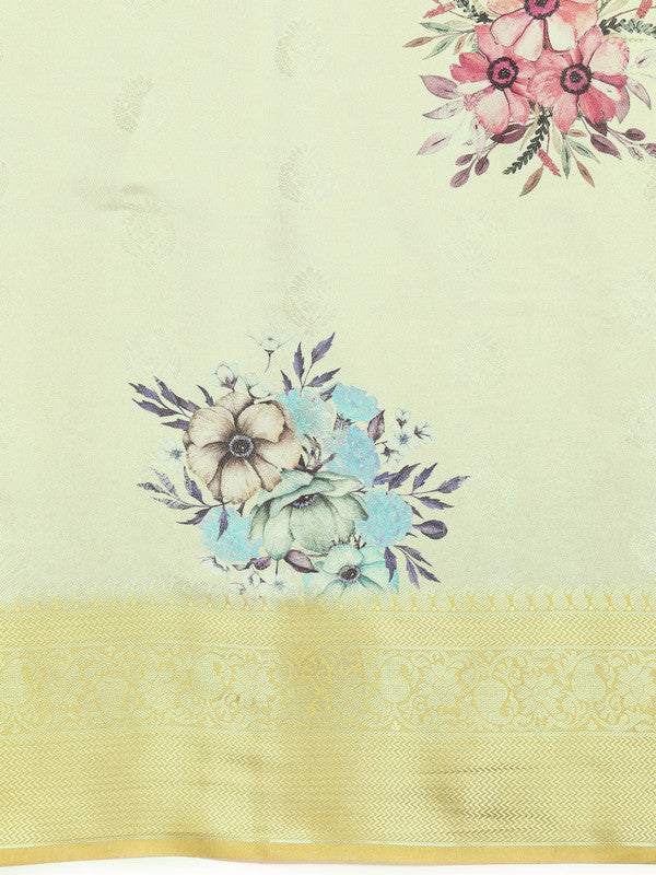 Multicolor Art Silk Woven Zari Design Floral Saree with Unstitched Blouse - Hiral Fashion | Swadesiicart