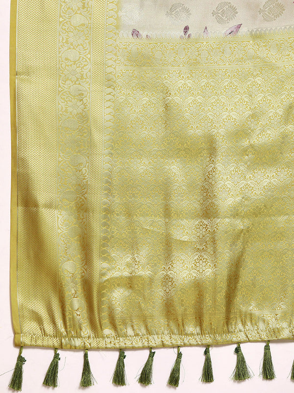 Multicolor Art Silk Woven Zari Design Floral Saree with Unstitched Blouse - Hiral Fashion | Swadesiicart