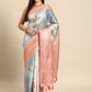 Multicolor Art Silk Woven Zari Design Floral Saree with Unstitched Blouse - Hiral Fashion | Swadesiicart