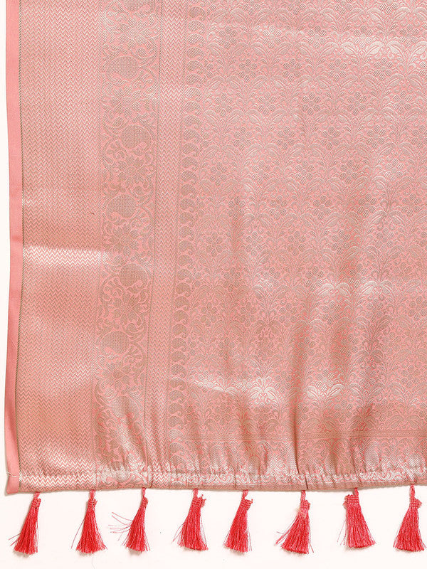 Multicolor Art Silk Woven Zari Design Floral Saree with Unstitched Blouse - Hiral Fashion | Swadesiicart