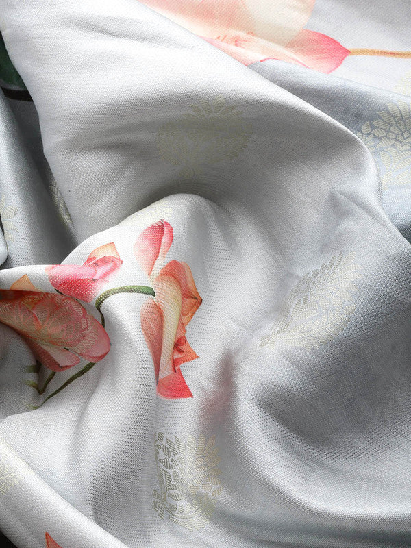 Multicolor Art Silk Woven Zari Design Floral Saree with Unstitched Blouse - Hiral Fashion | Swadesiicart