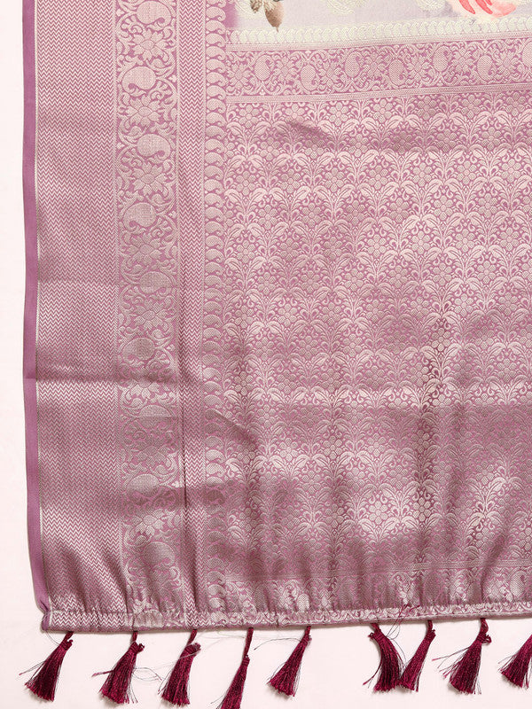Multicolor Art Silk Woven Zari Design Floral Saree with Unstitched Blouse - Hiral Fashion | Swadesiicart