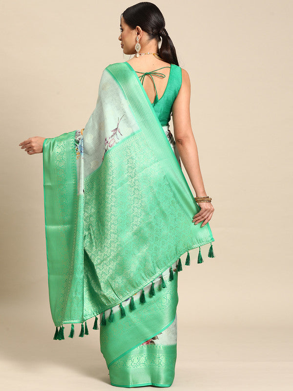 Multicolor Art Silk Woven Zari Design Floral Saree with Unstitched Blouse - Hiral Fashion | Swadesiicart