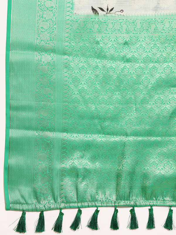 Multicolor Art Silk Woven Zari Design Floral Saree with Unstitched Blouse - Hiral Fashion | Swadesiicart