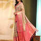 Beige Art Silk Digital Print Floral Saree with Unstitched Blouse - Hiral Fashion | Swadesiicart