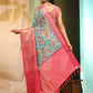 Blue Art Silk Digital Print Floral Saree with Unstitched Blouse - Hiral Fashion | Swadesiicart