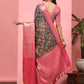 Brown Art Silk Digital Print Floral Saree with Unstitched Blouse - Hiral Fashion | Swadesiicart