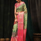 Green Art Silk Digital Print Floral Saree with Unstitched Blouse - Hiral Fashion | Swadesiicart