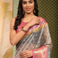 Gray Art Silk Digital Print Floral Saree with Unstitched Blouse - Hiral Fashion | Swadesiicart