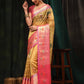 Mustard Art Silk Digital Print Floral Saree with Unstitched Blouse - Hiral Fashion | Swadesiicart