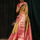 Mustard Art Silk Digital Print Floral Saree with Unstitched Blouse - Hiral Fashion | Swadesiicart
