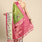 Green Kanjeevaram Silk Digital Print Floral Saree with Unstitched Blouse - Hiral Fashion | Swadesiicart