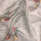 Gray Kanjeevaram Silk Digital Print Floral Saree with Unstitched Blouse - Hiral Fashion | Swadesiicart