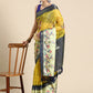 Mustard Kanjeevaram Silk Digital Print Floral Saree with Unstitched Blouse - Hiral Fashion | Swadesiicart