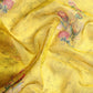 Mustard Kanjeevaram Silk Digital Print Floral Saree with Unstitched Blouse - Hiral Fashion | Swadesiicart