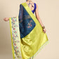 Navy Blue Kanjeevaram Silk Digital Print Floral Saree with Unstitched Blouse - Hiral Fashion | Swadesiicart