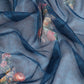 Navy Blue Kanjeevaram Silk Digital Print Floral Saree with Unstitched Blouse - Hiral Fashion | Swadesiicart
