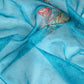 Turquoise Kanjeevaram Silk Digital Print Floral Saree with Unstitched Blouse - Hiral Fashion | Swadesiicart