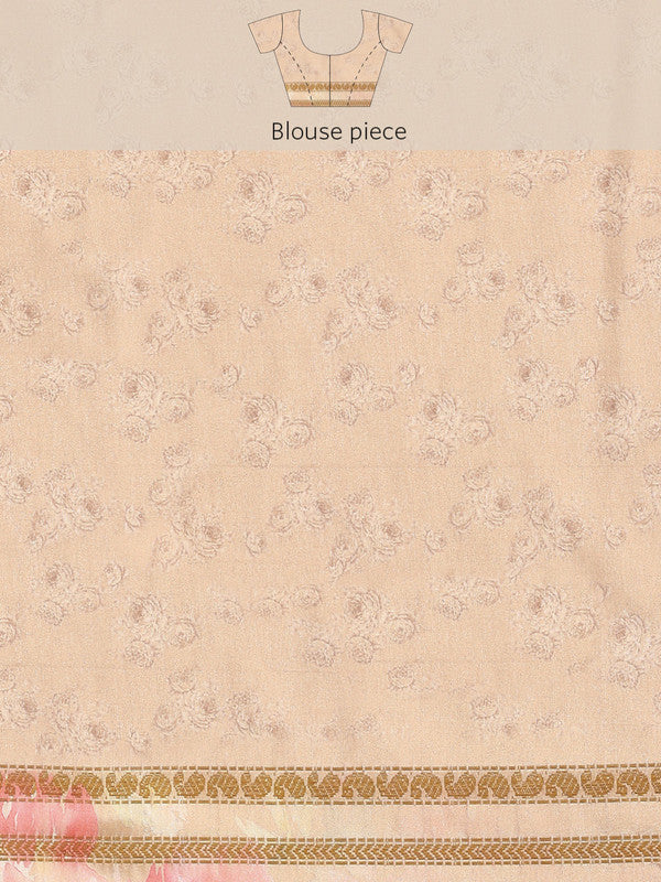 Mustard Art Silk Printed Floral Saree with Unstitched Blouse - Hiral Fashion | Swadesiicart