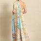 Blue Art Silk Printed Floral Saree with Unstitched Blouse - Hiral Fashion | Swadesiicart