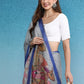 Gray Silk Cotton Digital Print Striped Saree with Unstitched Blouse - Hiral Fashion | Swadesiicart