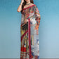 Multicolor Silk Cotton Digital Print Abstract Saree with Unstitched Blouse - Hiral Fashion | Swadesiicart