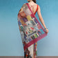 Multicolor Silk Cotton Digital Print Abstract Saree with Unstitched Blouse - Hiral Fashion | Swadesiicart