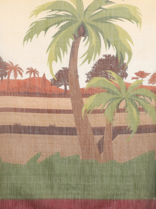 Multicolor Silk Cotton Digital Print Floral Saree with Unstitched Blouse - Hiral Fashion | Swadesiicart