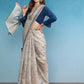 Beige Silk Cotton Digital Print Polka Dots Saree with Unstitched Blouse - Hiral Fashion | Swadesiicart