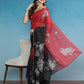 Black Silk Cotton Digital Print Floral Saree with Unstitched Blouse - Hiral Fashion | Swadesiicart