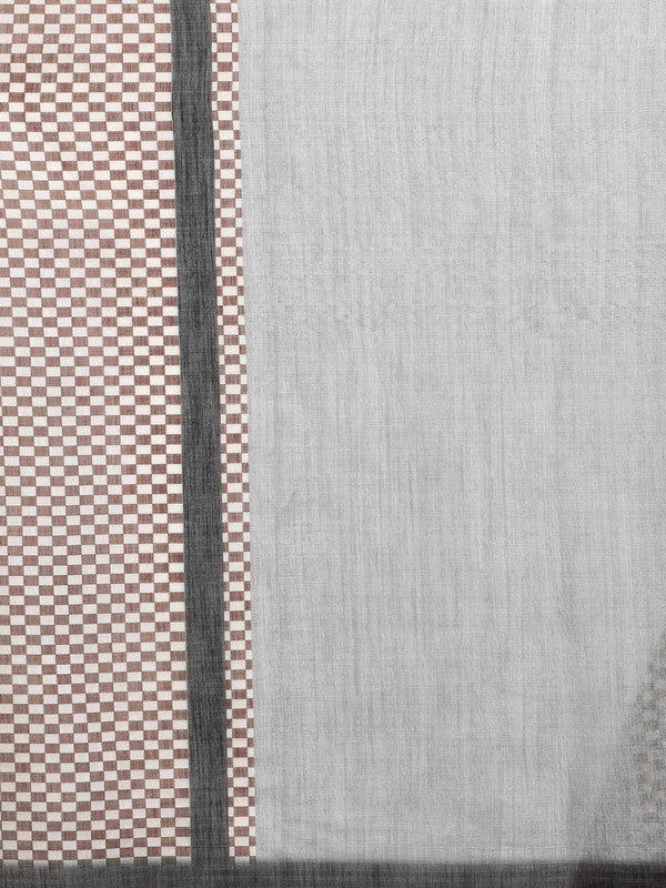 Brown Silk Cotton Digital Print Striped Saree with Unstitched Blouse - Hiral Fashion | Swadesiicart