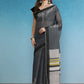 Gray Silk Cotton Digital Print Floral Saree with Unstitched Blouse - Hiral Fashion | Swadesiicart
