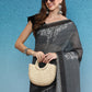 Gray Silk Cotton Digital Print Floral Saree with Unstitched Blouse - Hiral Fashion | Swadesiicart