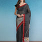 Gray Silk Cotton Digital Print Solid Saree with Unstitched Blouse - Hiral Fashion | Swadesiicart