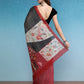 Gray Silk Cotton Digital Print Solid Saree with Unstitched Blouse - Hiral Fashion | Swadesiicart