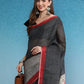 Gray Silk Cotton Digital Print Solid Saree with Unstitched Blouse - Hiral Fashion | Swadesiicart