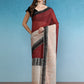 Maroon Silk Cotton Digital Print Solid Saree with Unstitched Blouse - Hiral Fashion | Swadesiicart