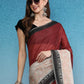 Maroon Silk Cotton Digital Print Solid Saree with Unstitched Blouse - Hiral Fashion | Swadesiicart